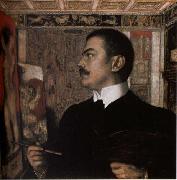 Franz von Stuck Self-Portrait at the Easel oil painting on canvas